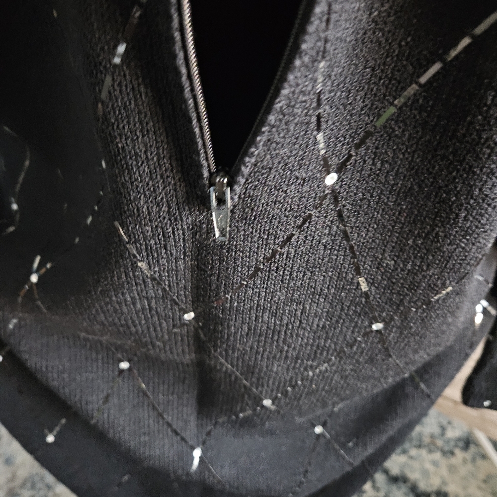 *St. John* Black Knitting Dress with Silver Accents - Picture 12 of 14